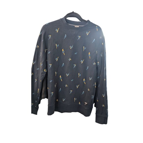 MENS Bench Sweatshirt with Parrots | Navy - Picture 2 of 7